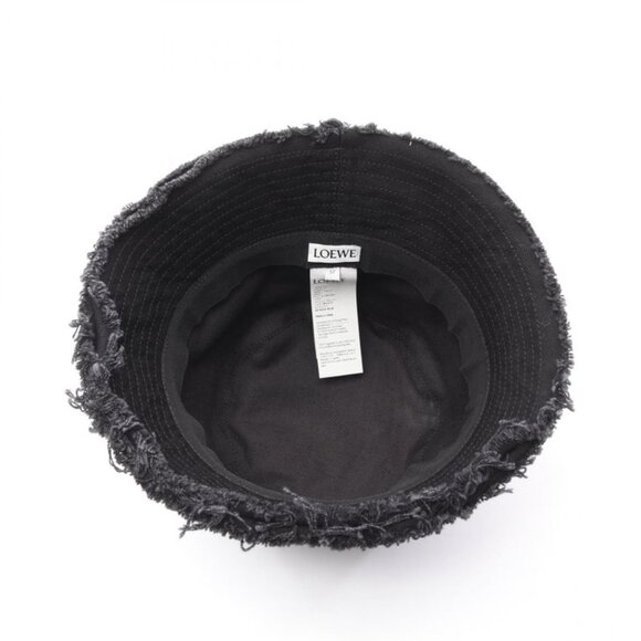 Loewe Hat Frayed Bucket Hat Leather Logo Patch Black Denim main image 7